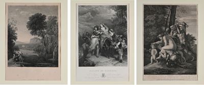 Lotto di Tre Incisioni: Peint Par N.as Poussin, Gravé Par Blot - Voyage De Faunes, De Satyres Et ...