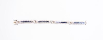 Bracciale in Oro Bianco con Diamanti e Zaffiri