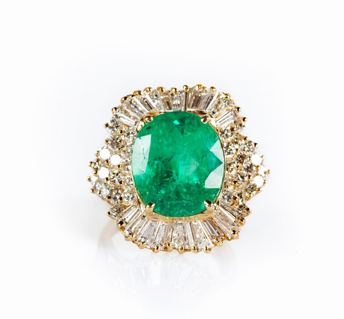 Anello in Oro, Brillanti e Smeraldi