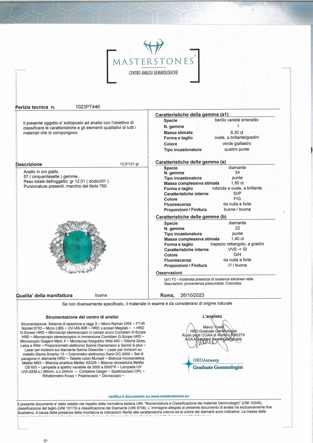 Anello in Oro, Brillanti e Smeraldi