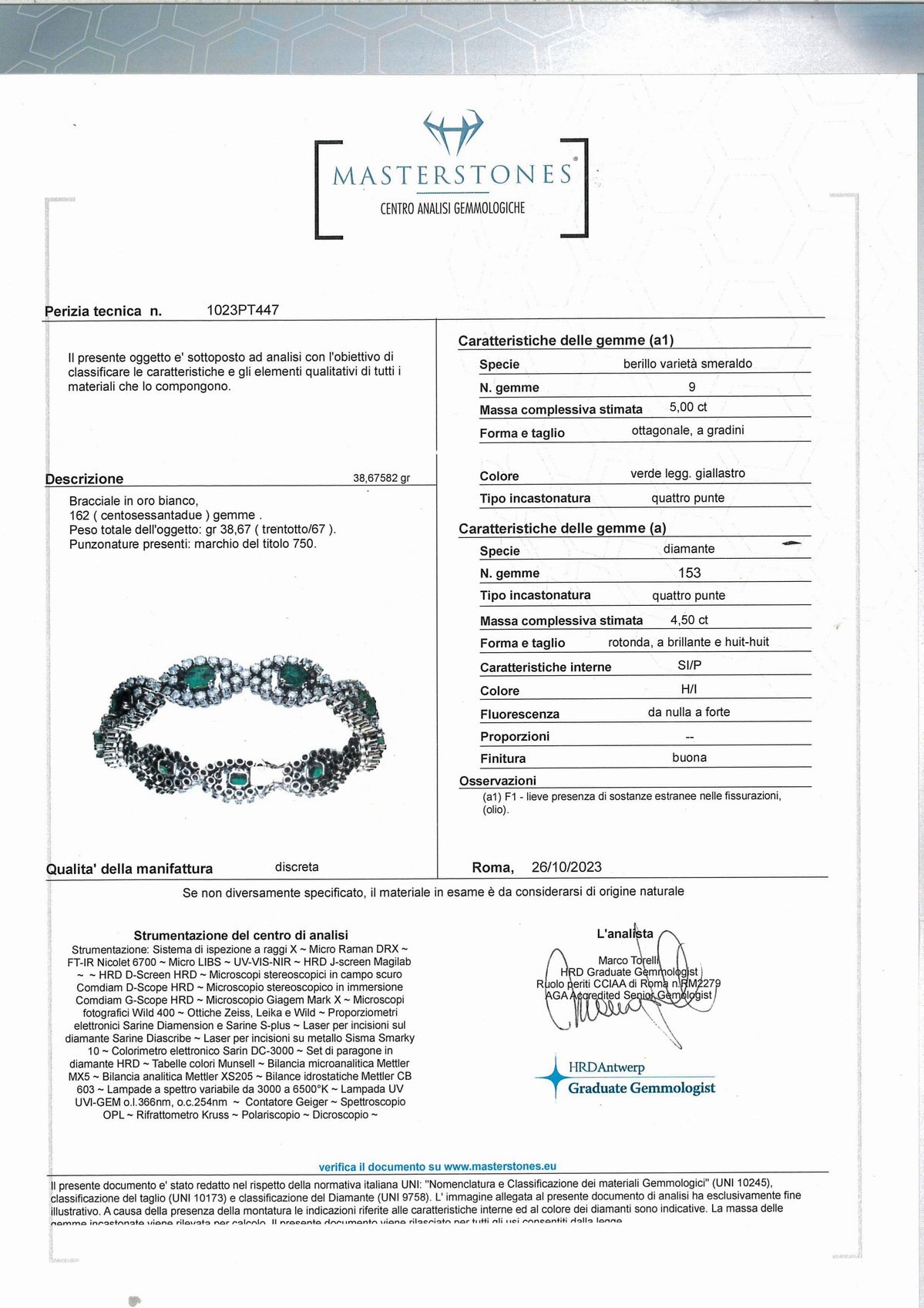Bracciale in Oro e Smeraldi