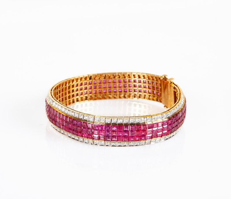 Bracciale in Oro Brillanti e Rubini