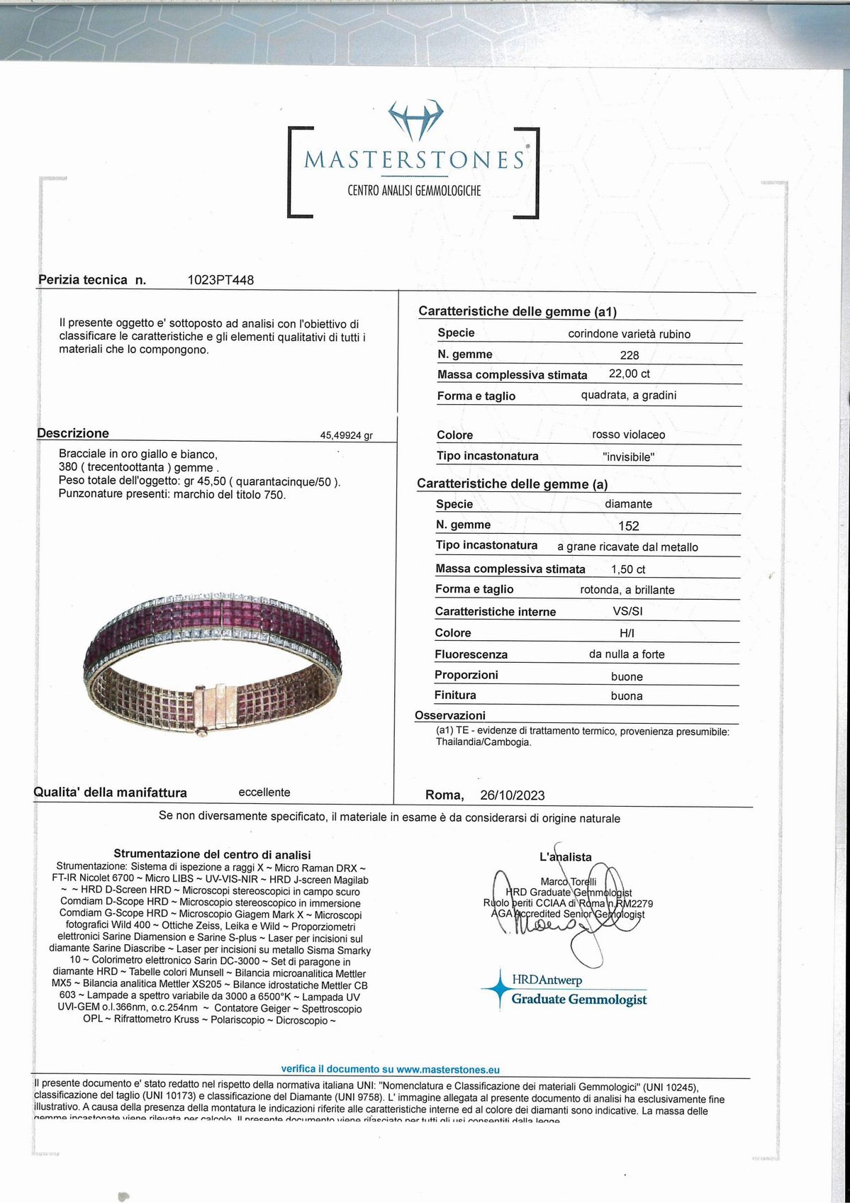 Bracciale in Oro Brillanti e Rubini