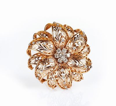 Spilla a Fiore in Oro e Brillanti
