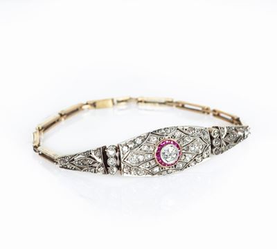 Bracciale in Oro e Platino Brillanti e Rubini