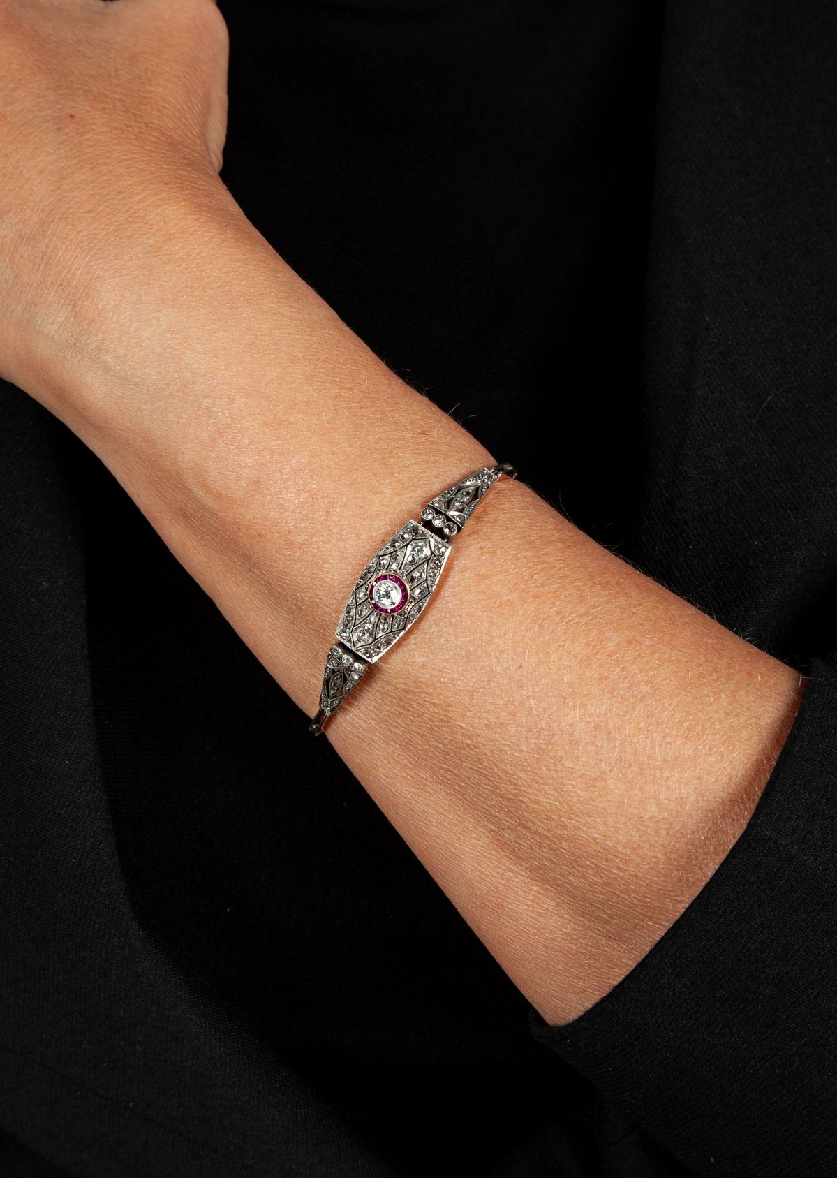 Bracciale in Oro e Platino Brillanti e Rubini