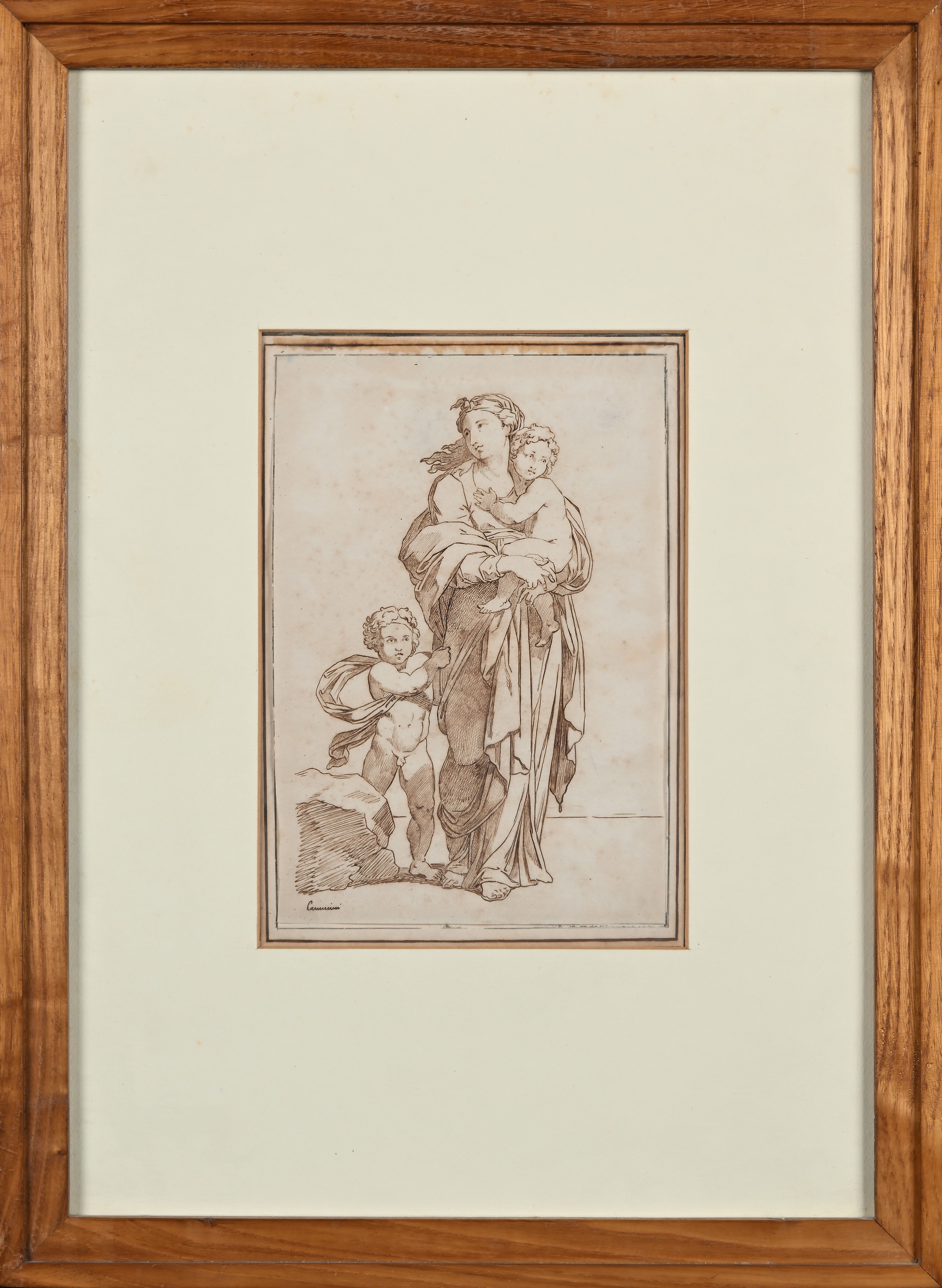 Vincenzo Camuccini - Figura femminile con bambini, penna e inchiostro bruno su carta