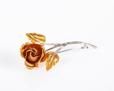 Spilla in Oro e Brillanti a Forma di Rosa