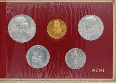 Serie Divisionale: 1 Lira, 2, 5, 10 e 100 Lire 1950 Pio XII Città del Vaticano
