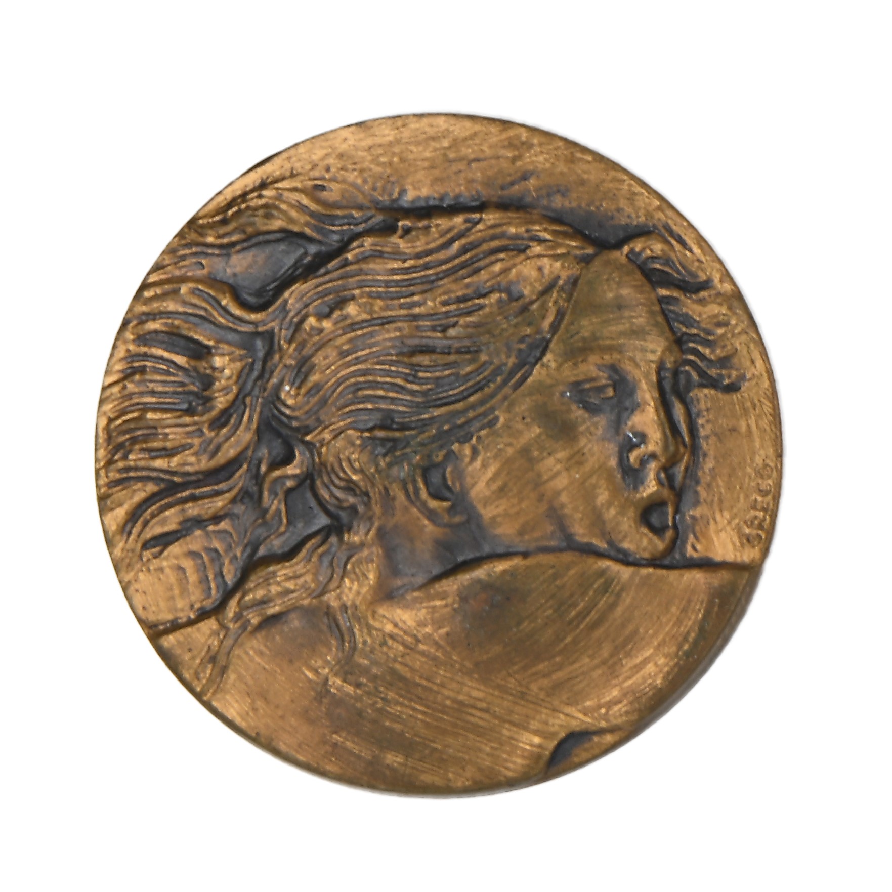 Emilio Greco - Medaglia in Bronzo del Cinquantenario 1918-1968 della Redenzione di Trento e Tries...