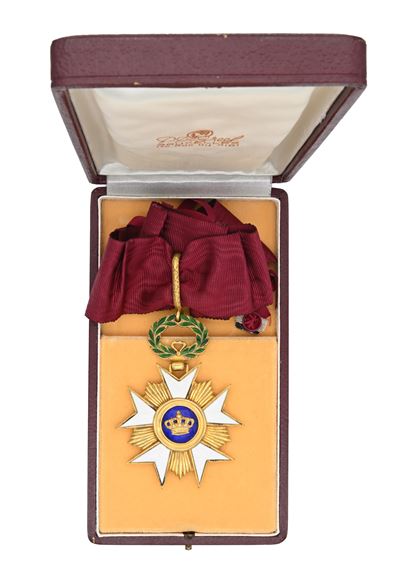 Croce da Commendatore Dell'ordine della Corona del Belgio con Nastro e Riduzione