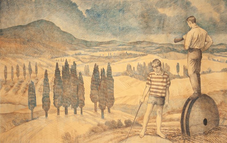 Carlo Bertocci - Disegno Preparatorio per "il Viaggio"