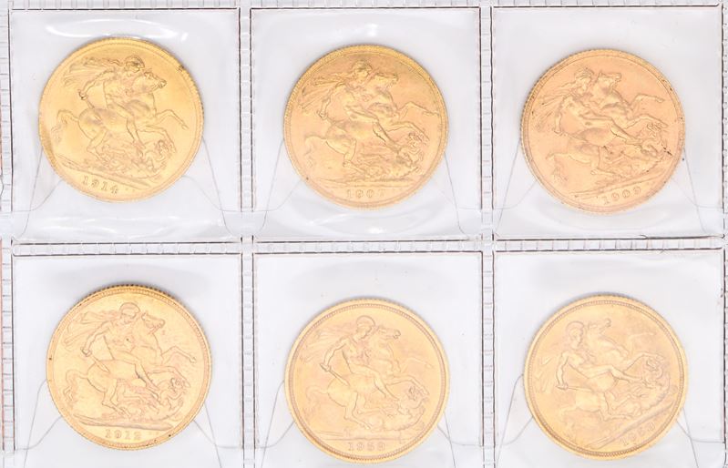 Lotto di Sei Sterline: 1907, 1909, 1912, 1914, 1968 (2pz.)