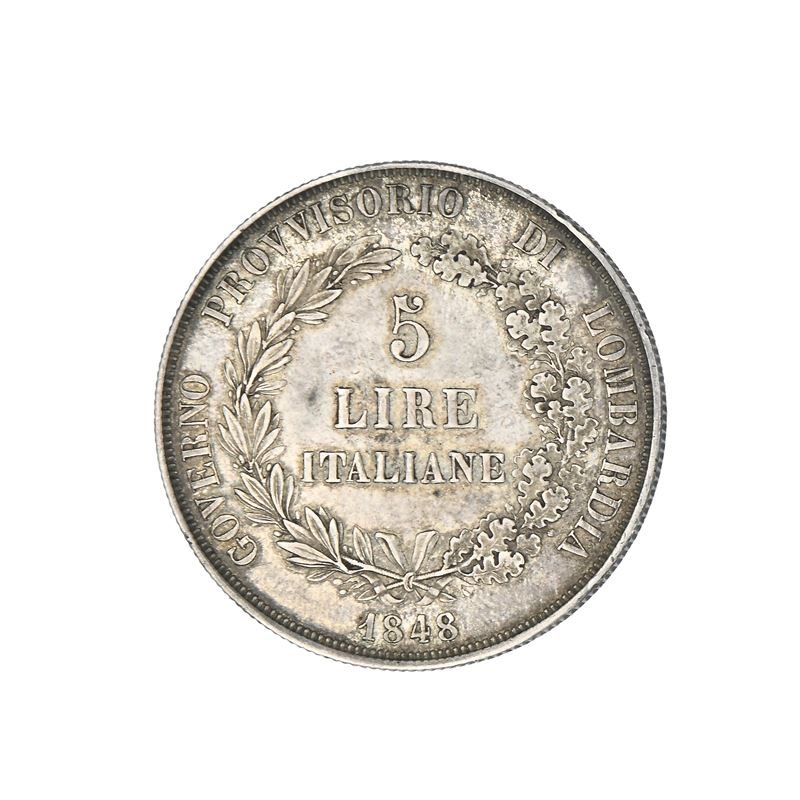 5 Lire 1848 Milano Governo Provvisorio di Lombardia