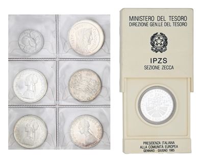 Lotto di Monete Repubblica Italiana: 1 Lira 1946, 5 Pezzi da 500 Lire e 1.000 Lire 1970