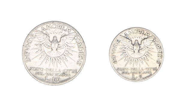 5 e 10 lire Sede Vacante 1939 Città del Vaticano  - Asta Numismatica - Casa d'Aste Arcadia