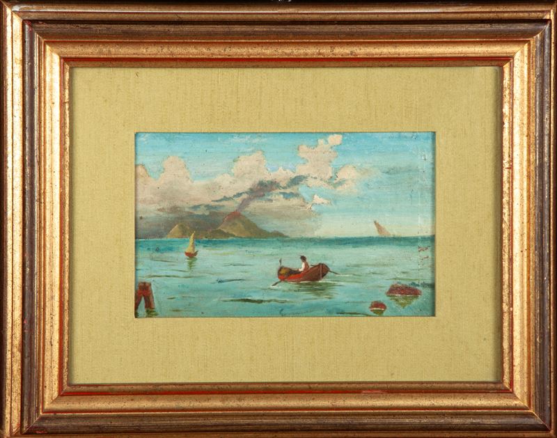 Pittore del XIX Secolo - Veduta di Stromboli dal Mare