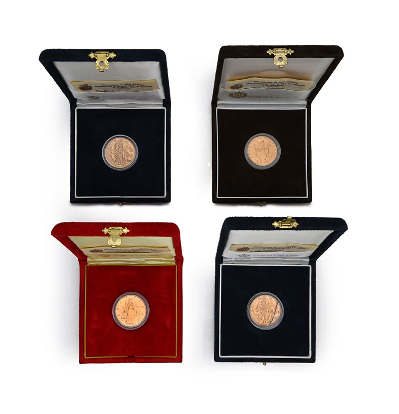 4 Monete da 5 Scudi Repubblica di San Marino 1983 (2), 1984, 1985