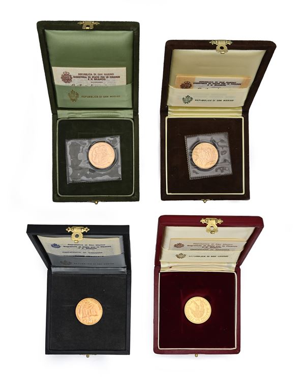 4 monete da 5 Scudi Repubblica di San Marino 1977, 1979, 1981, 1982