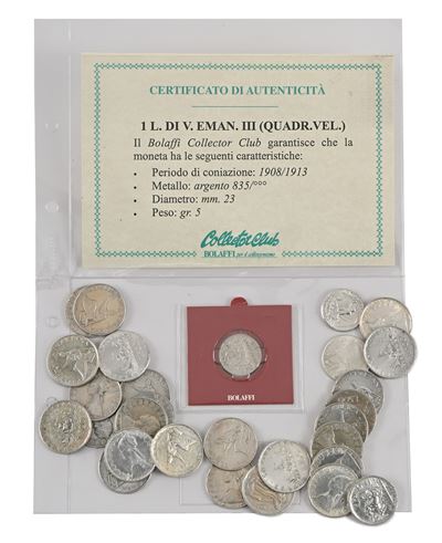 Lotto di 25 Monete da 500 Lire Repubblica Italiana; 1 Lira del 1913 e 2 Lire 1916 Regno D'italia,...