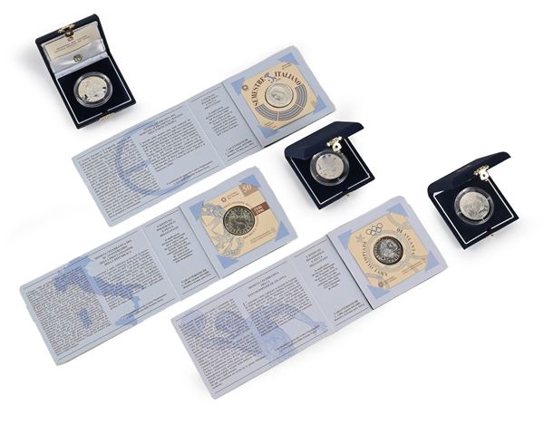 Lotto composto da 2 pezzi 5.000 Lire 1996 Proof e FDC + 1 pezzo 1.000 Lire FDC 1996 + 3 pezzi 10.000 lire 1995 Proof e FDC, 1996 FDC Repubblica Italiana  - Asta Numismatica - Casa d'Aste Arcadia