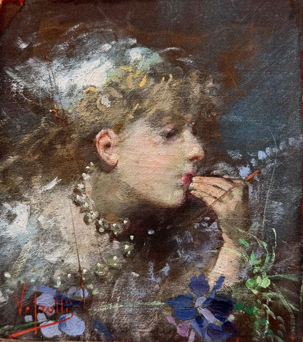 Vincenzo Irolli - Fanciulla con collana di perle