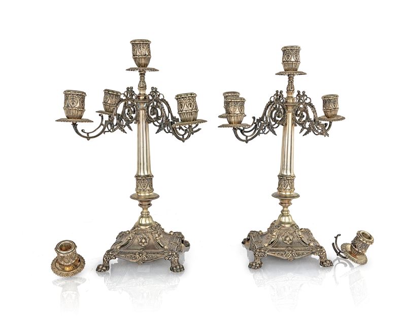 Coppia di Candelabri a Cinque Luci