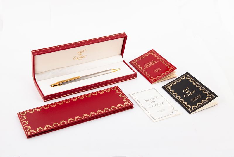 Cartier Stylos - Penna a Sfera in Titanio e Metallo Placcato in Oro Giallo con Nodi Placcati in O...