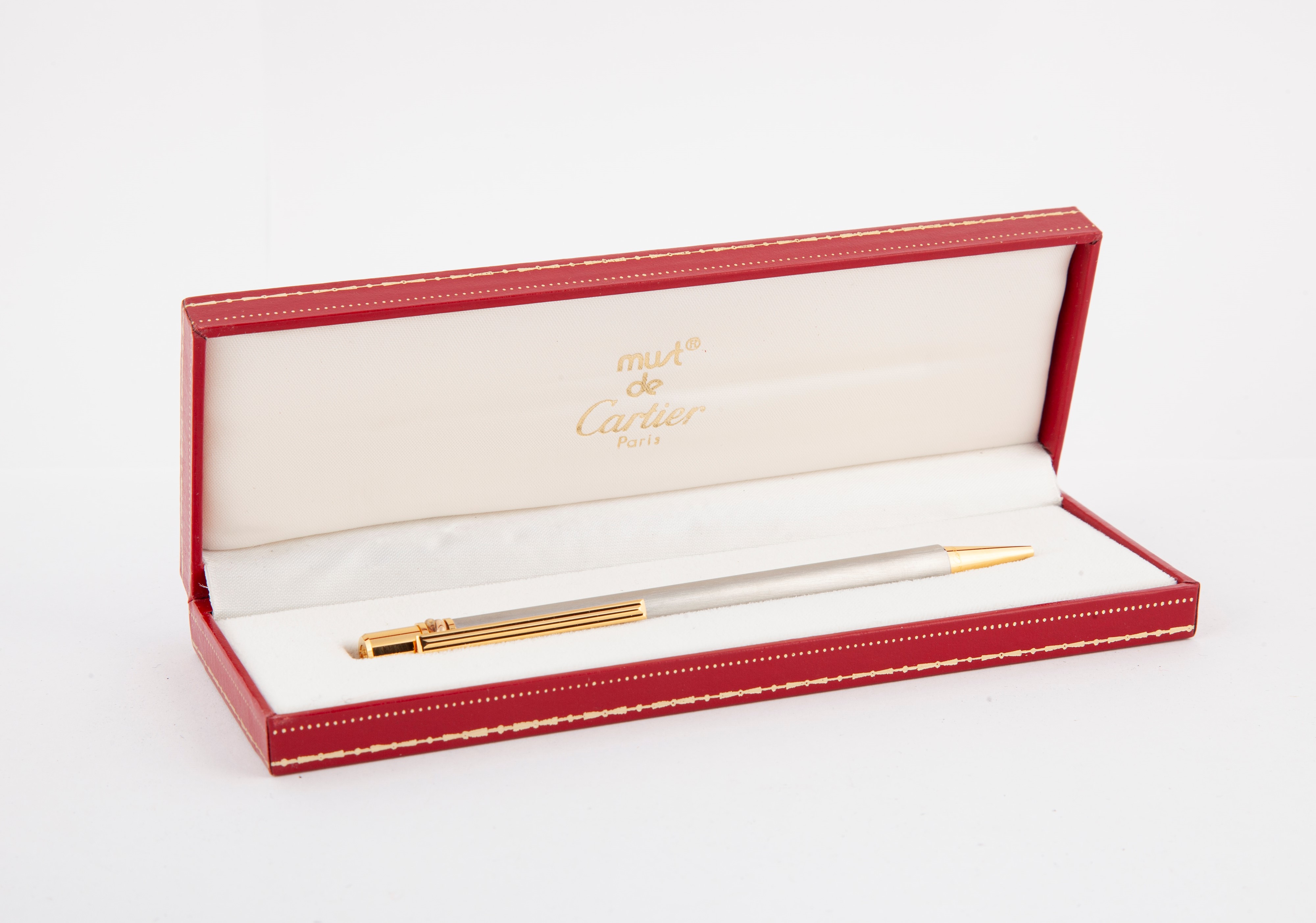 Cartier Stylos - Penna a Sfera in Titanio e Metallo Placcato in Oro Giallo con Nodi Placcati in O...
