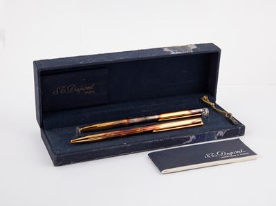 Dupont - 2 Penne a Sfera in Argento 925/000 Dorato e Smalto