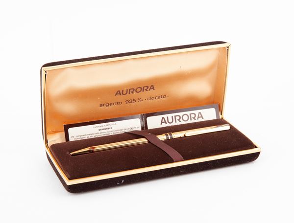 Aurora Marco Polo - Penna a sfera in argento 925/000 dorato  - Asta Asta a Tempo - Penne e Accessori da Scrivania - Casa d'Aste Arcadia