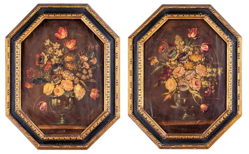 Scuola Napoletana del XVIII Secolo - Coppia di Nature Morte