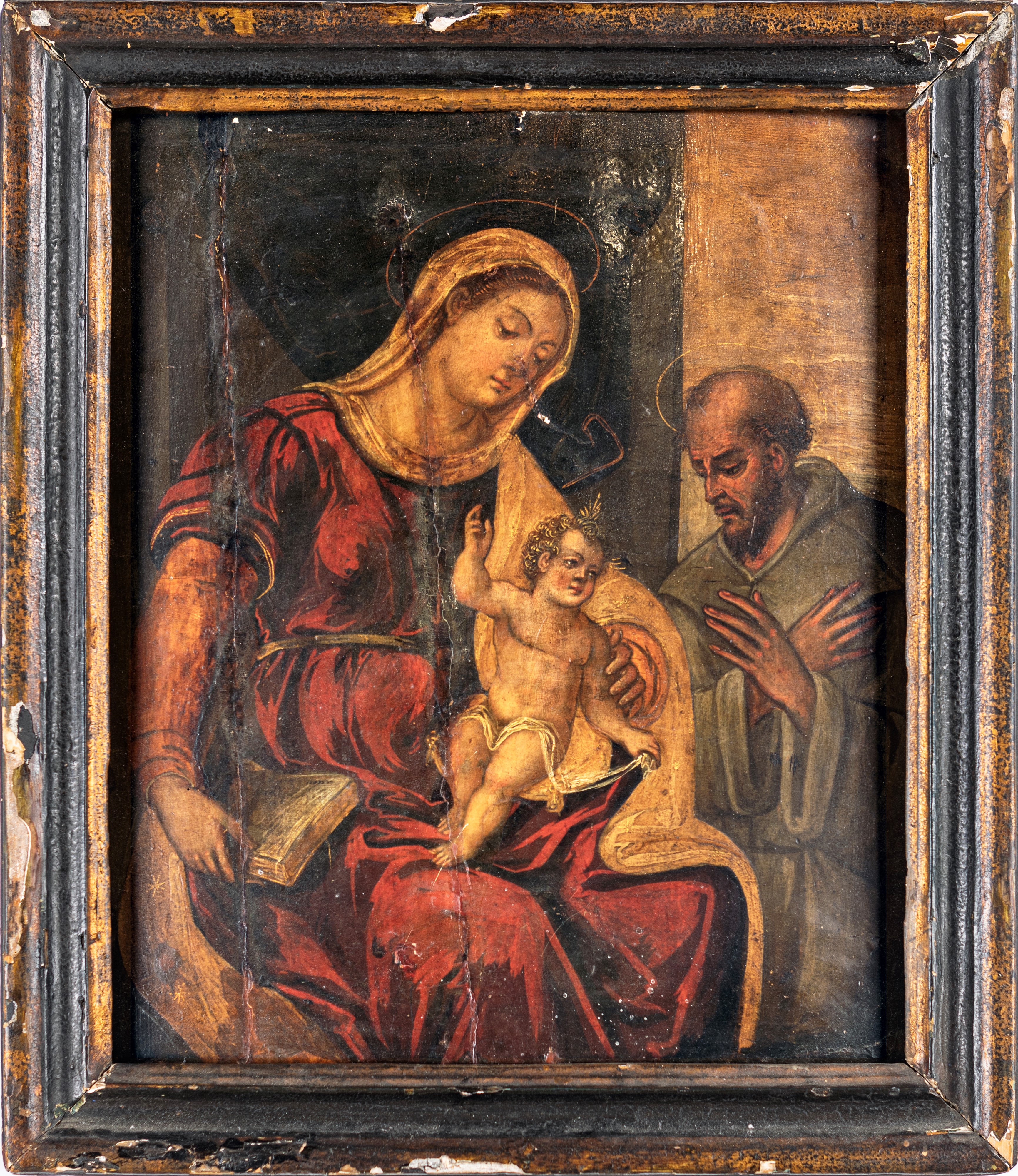Scuola Italiana del XVII Secolo - Madonna con Gesù e Santo