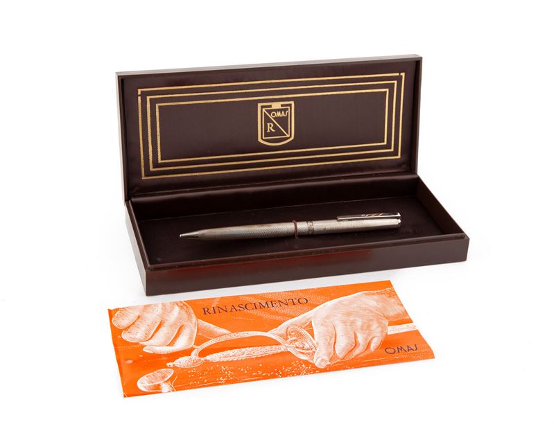 Omas Rinascimento Silverman - Penna a Sfera Vintage in Argento 925/000 con Trattamento al Rodio