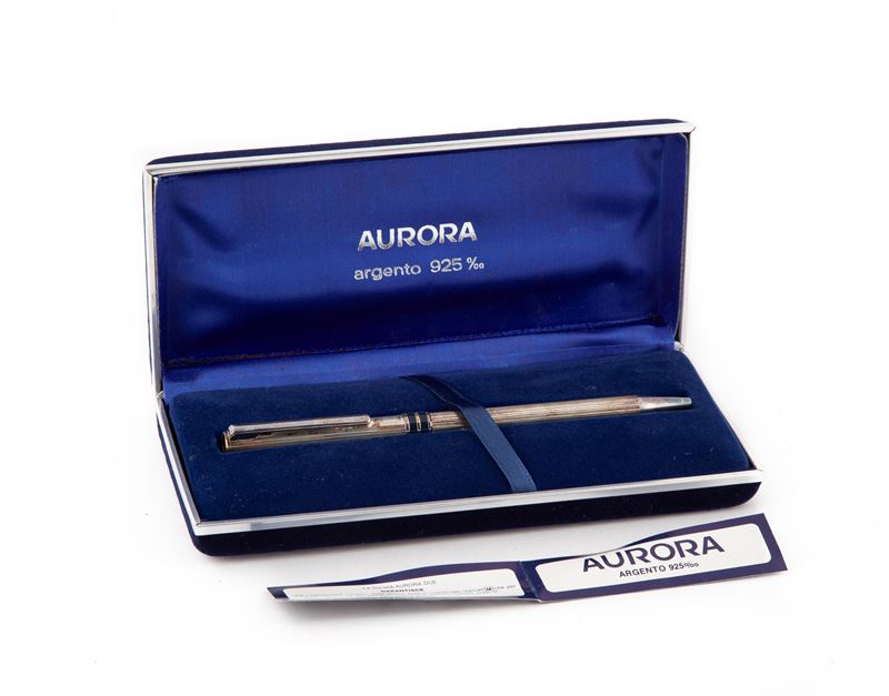 Aurora Marco Polo - Penna a Sfera in Argento 925/000 con Particolari Smaltati