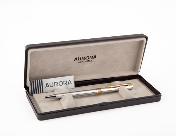 Aurora Marco Polo - Penna a sfera in acciaio con particolari dorati e smaltati  - Asta Asta a Tempo - Penne e Accessori da Scrivania - Casa d'Aste Arcadia