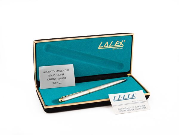 Lalex - Penna a sfera in argento 925/000 con particolari dorati