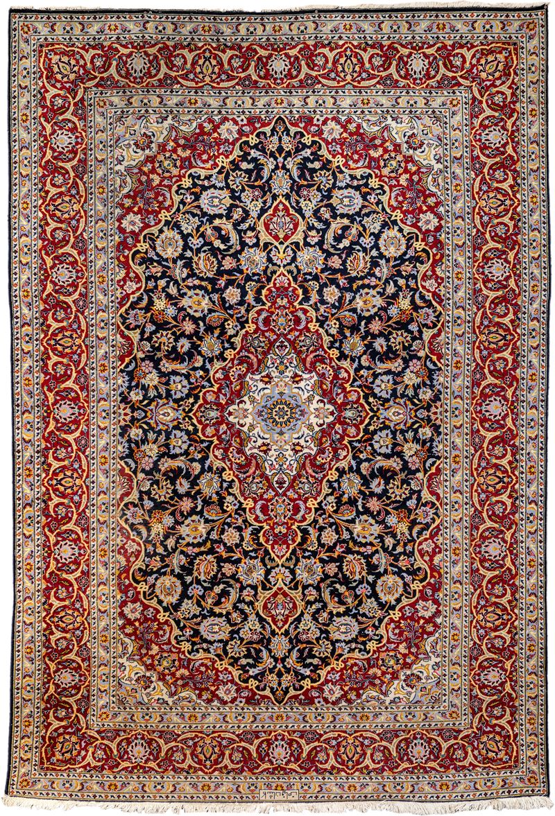 Tappeto Persiano Keshan Rosso e Blu
