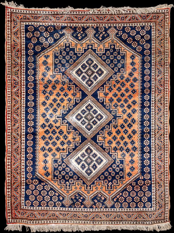 Tappeto persiano Afshari arancio e blu
