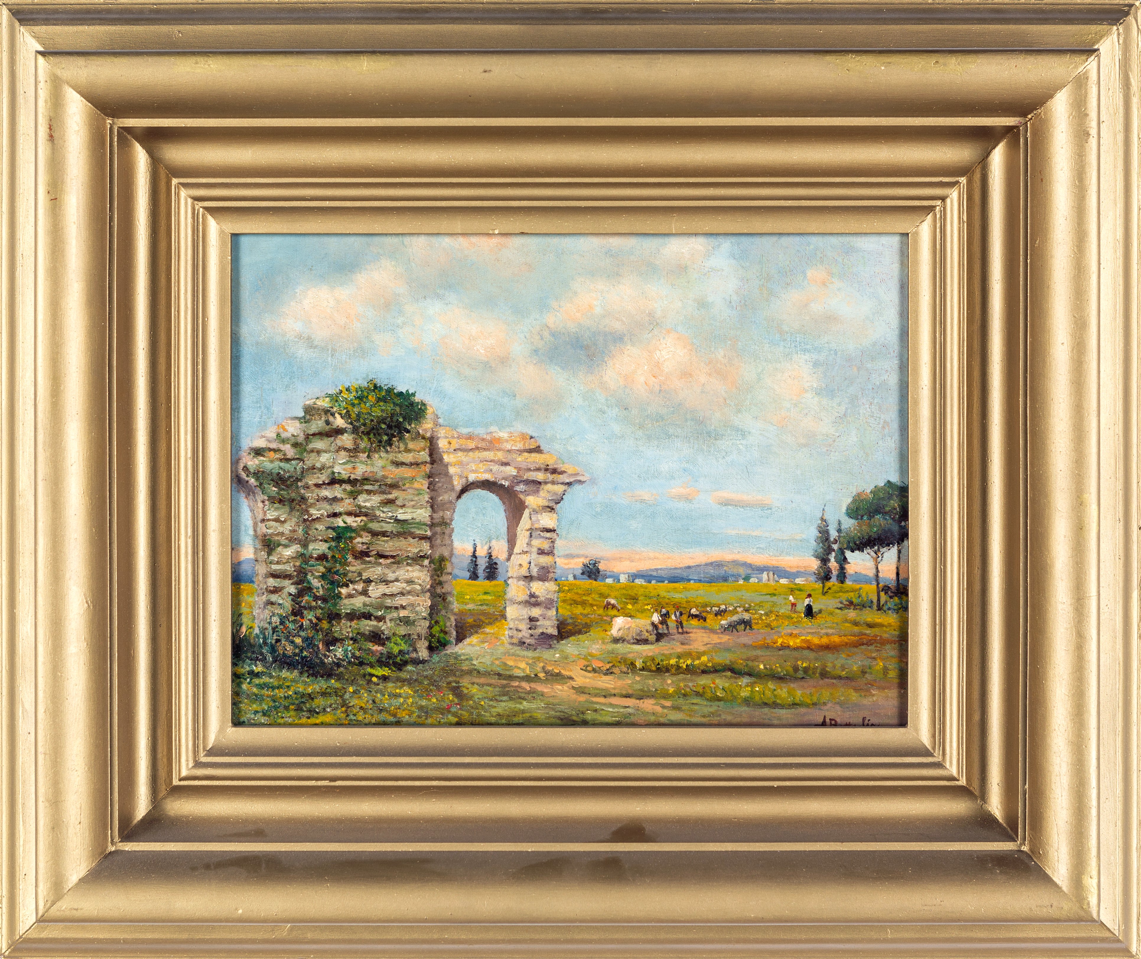 Alessandro Battaglia - Paesaggio con Rovine e Armenti