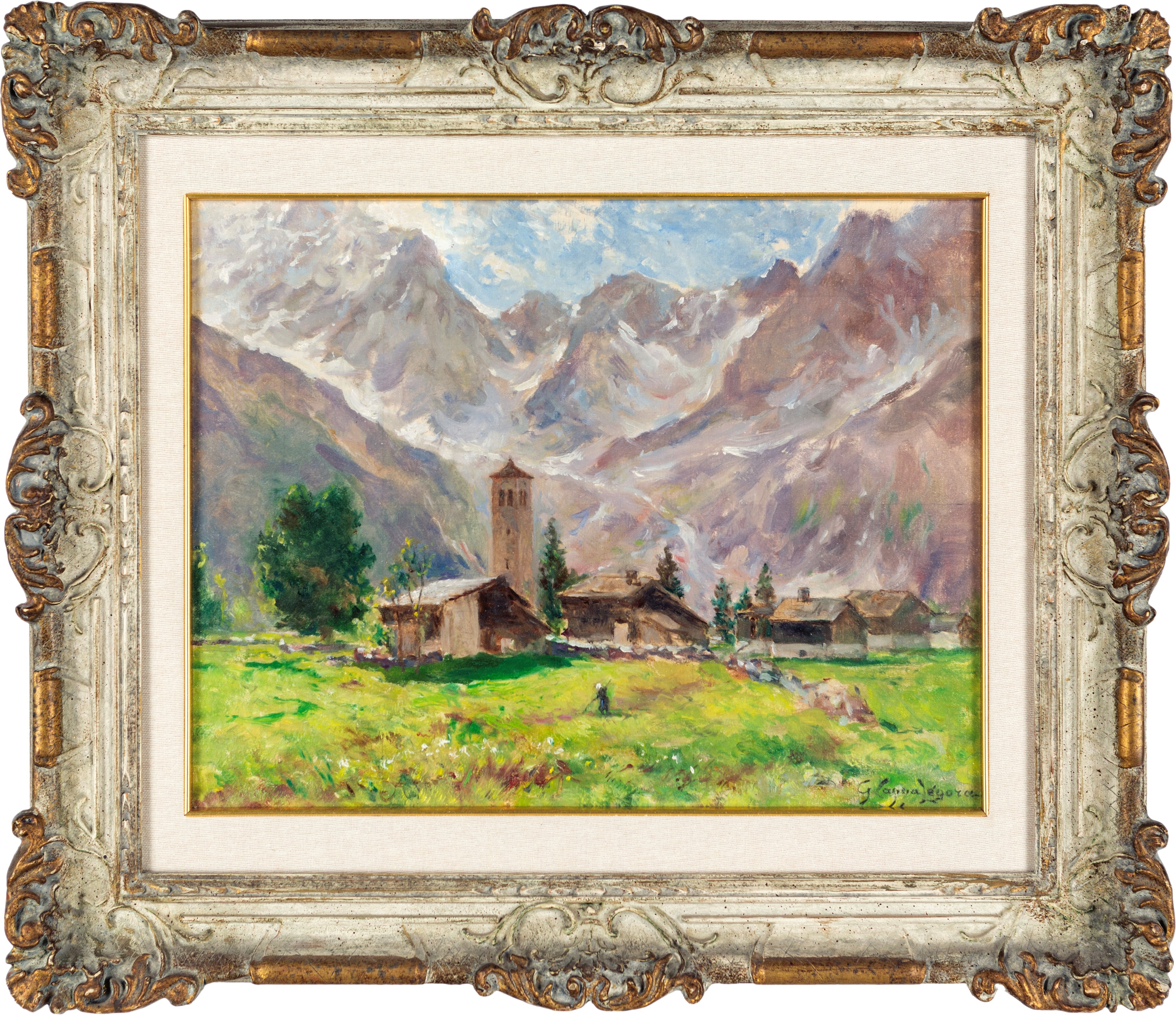 Giovanni Cappa Legora - Pomeriggio a Macugnaga, la Chiesa Vecchia e il Monte Rosa