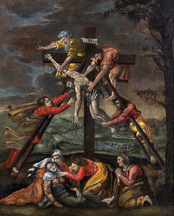 Scuola Romana del XVII secolo - Deposizione Dalla Croce