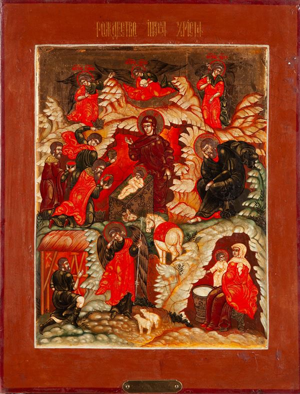 Iconografo russo del XIX secolo - Nascita di Cristo