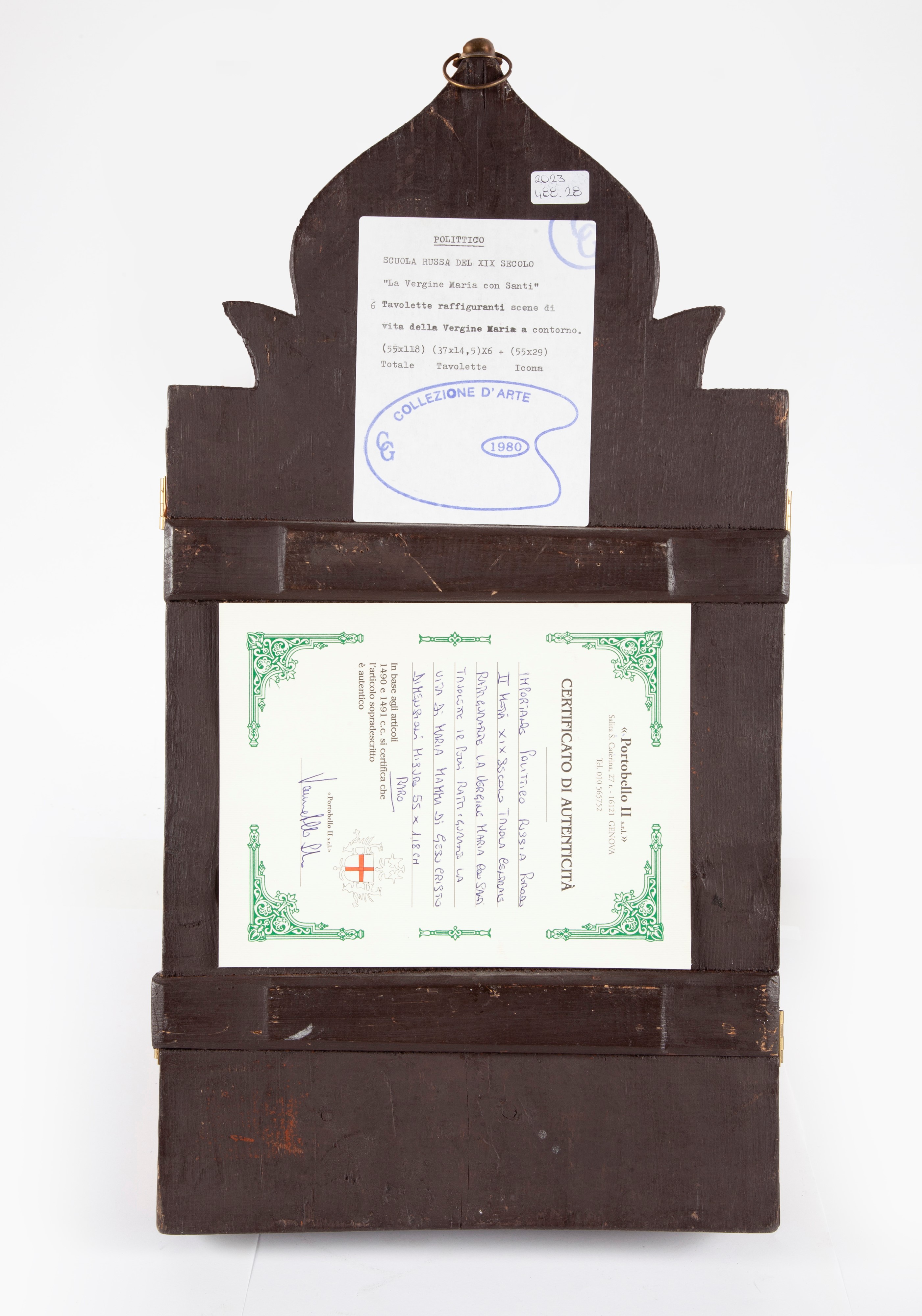Iconografo Russo del XIX Secolo - Iconostasi Portatile Raffigurante Madonna con i Santi e le Dodi...