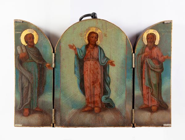 Iconografo russo del XIX secolo - Trittico raffigurante la Trasfigurazione