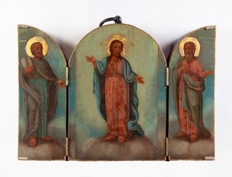 Iconografo Russo del XIX Secolo - Trittico Raffigurante la Trasfigurazione