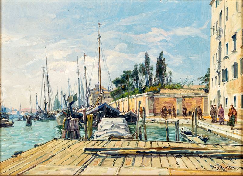 Barconi visti dal ponte della Dogana