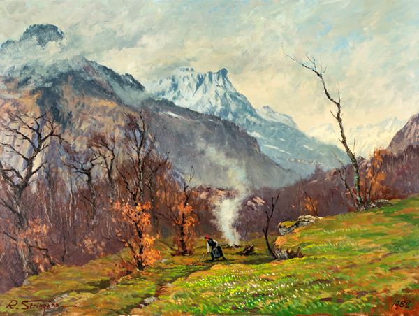 Nava Di Montecrestese, Lavori Di Primavera, Sfondo Cistella E Val Devero