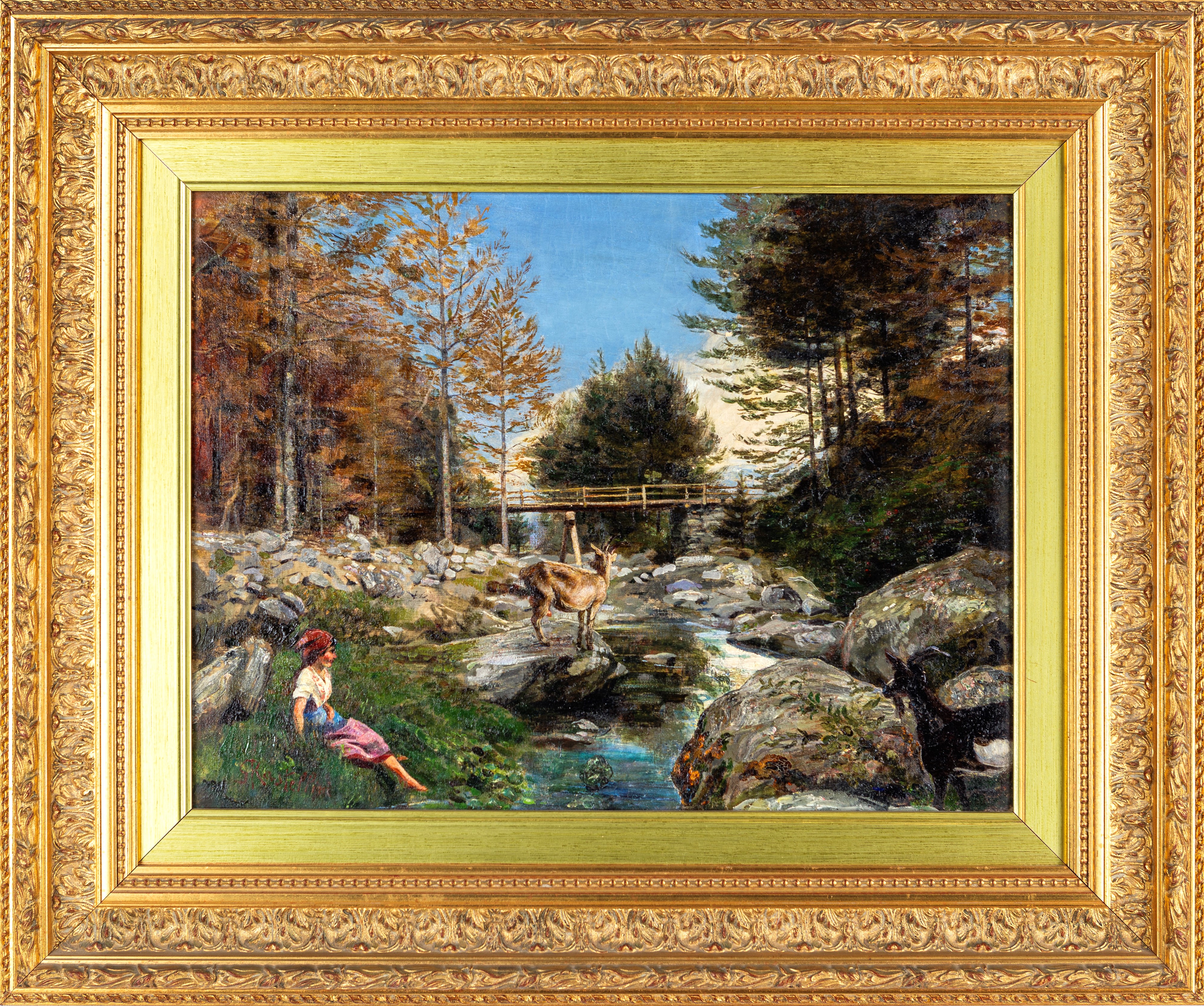 Gianmaria Rastellini - Pastorella con Caprette Presso il Ponte di Craveggia