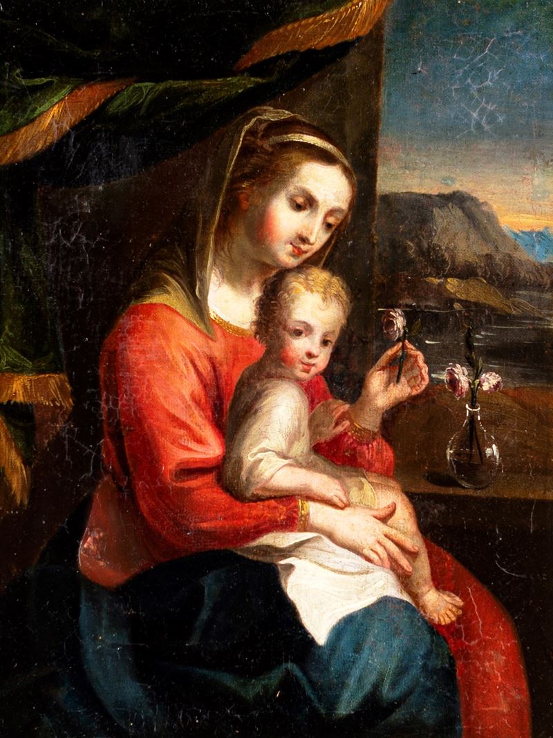 Scuola Lombarda del XVII Secolo - Madonna con i Fiori